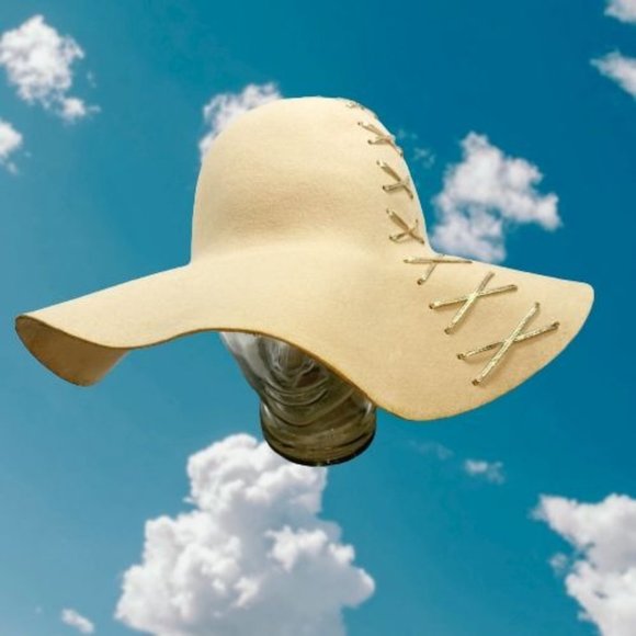 Custom Tan Wool Lace-Up Wide Brim Floppy Hat OS main image 15